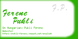 ferenc pukli business card